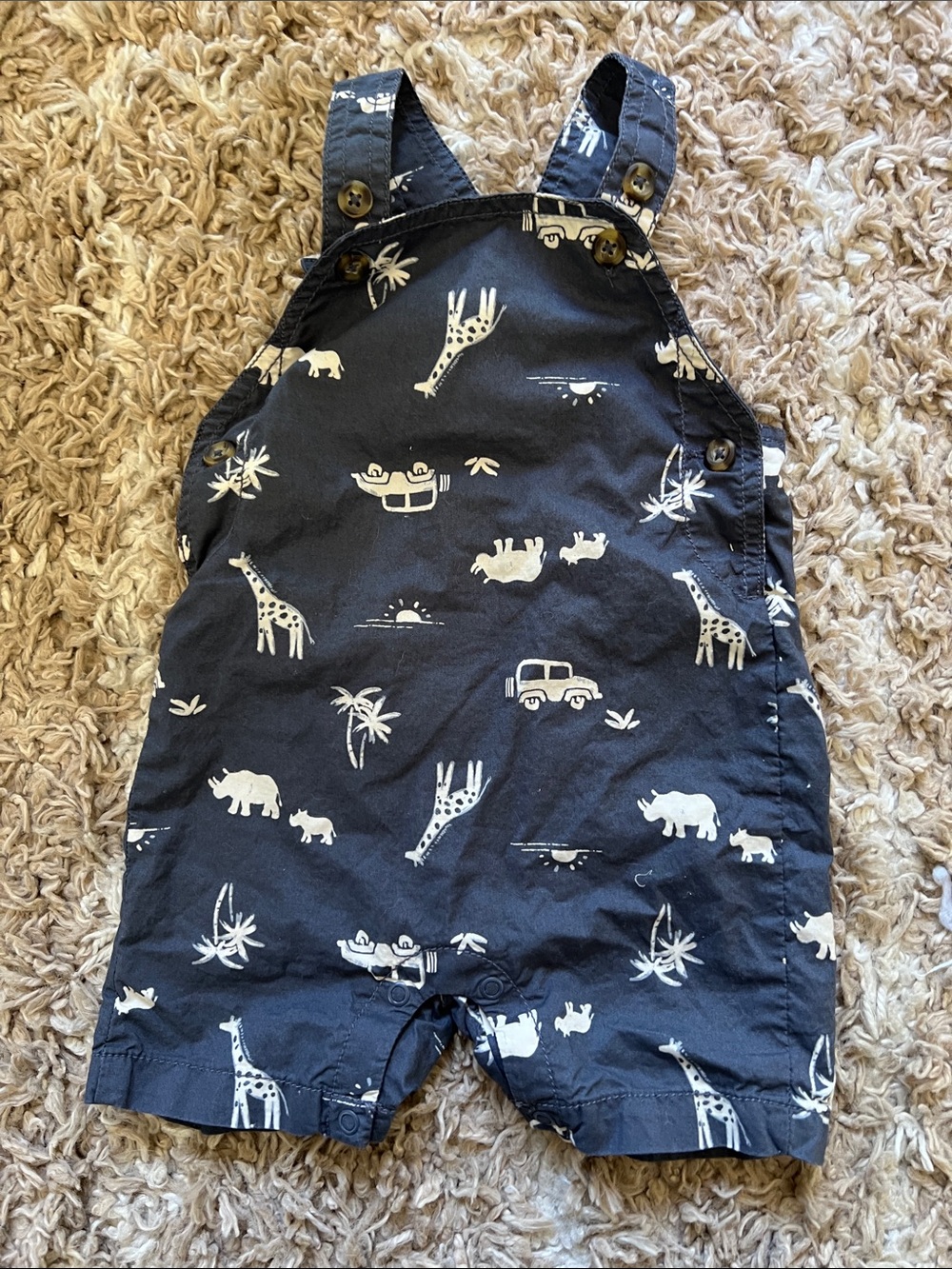 Carter's Navy Overalls with White Safari Animal Print